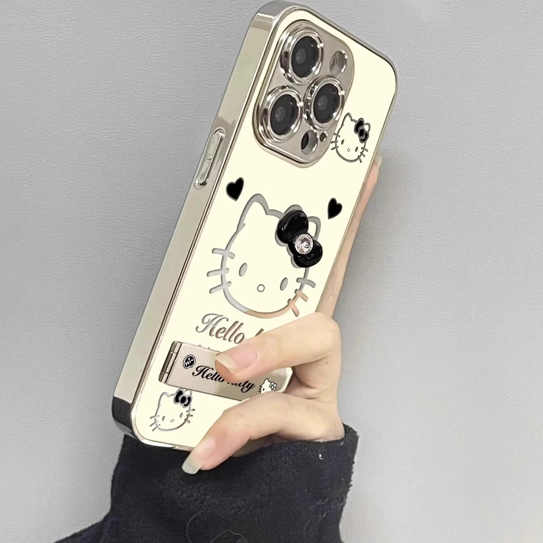 凯蒂KT猫适用苹果16promax手机壳新款彩绘iphone15pro电镀镜面14