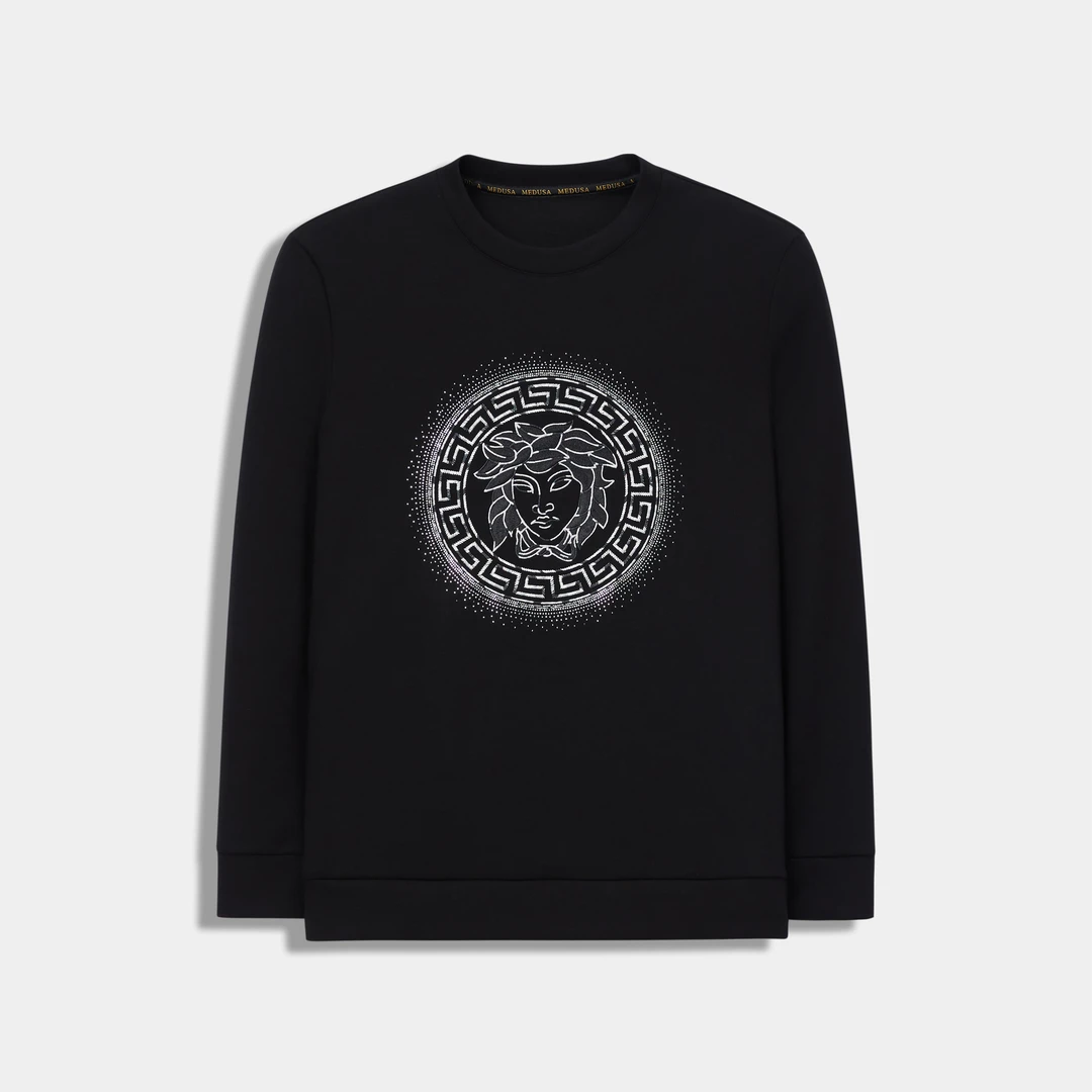 MeduSa/美杜莎卫衣男秋冬烫钻潮流休闲圆领轻奢时尚长袖男装24157