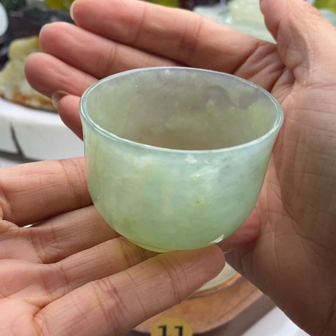 岫玉未镶嵌四大名玉茶杯50cc