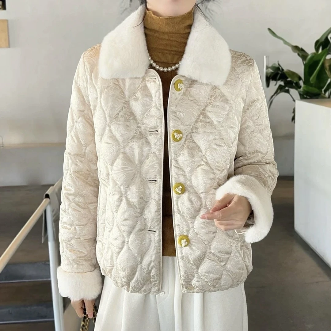 【欧拉女装】冬季新款白鸭绒羽绒服可拆卸毛领减龄时尚温柔外套