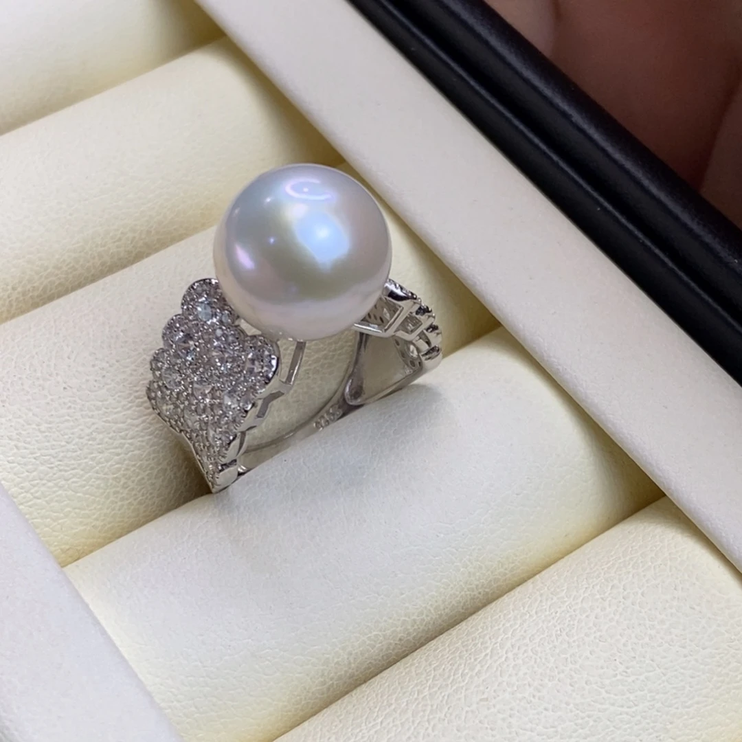 银S925镶嵌淡水珍珠戒指