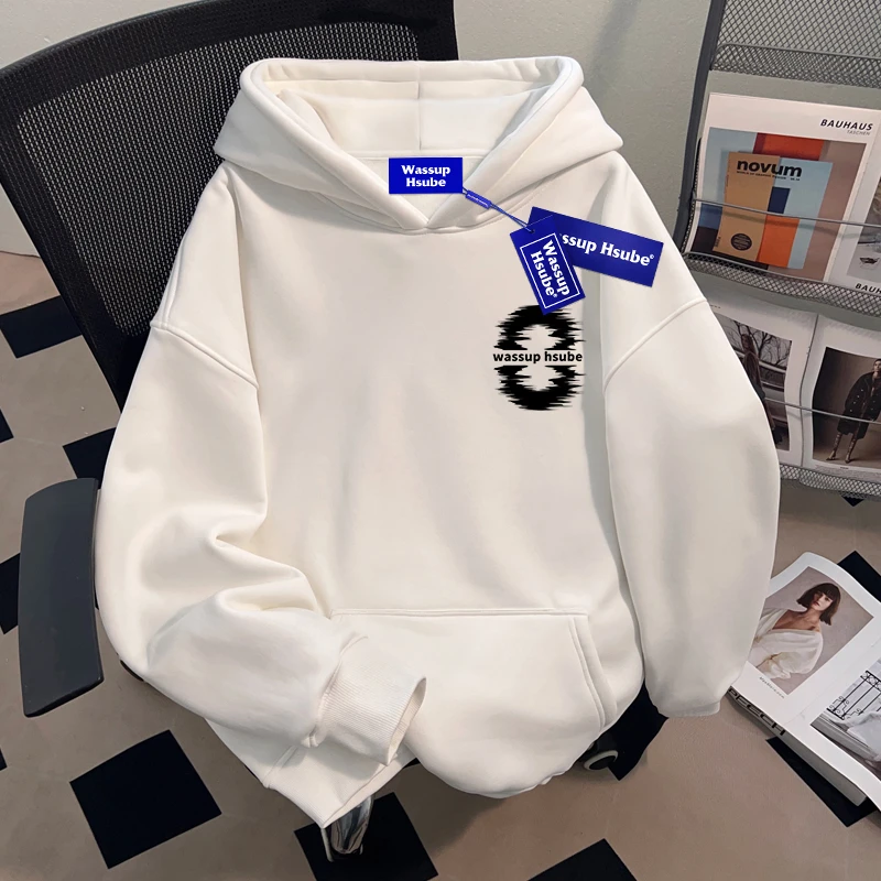 WASSUP HSUBE设计感美式潮流连帽卫衣男士重磅国潮牌chic宽松上衣