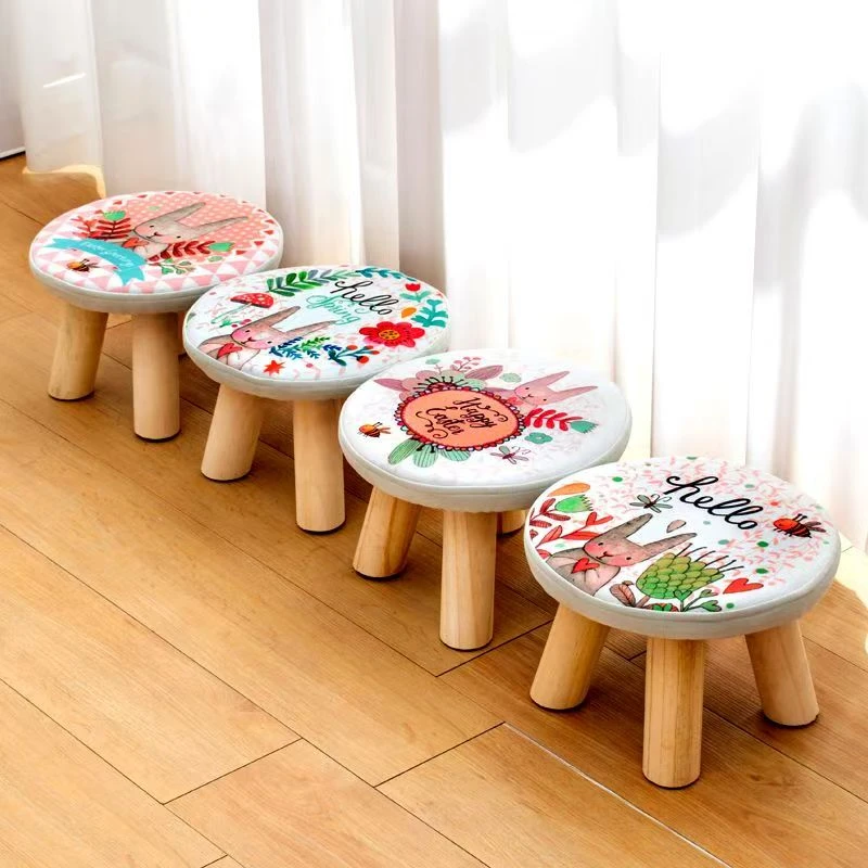 A矮凳客厅实木布艺小凳子换鞋凳儿童凳圆凳方凳58家用木头