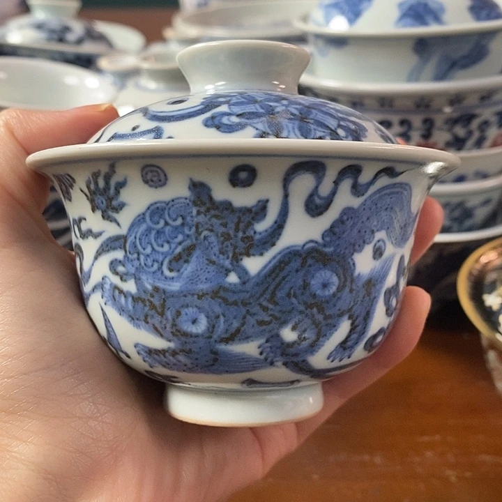 手工手绘青花单杯