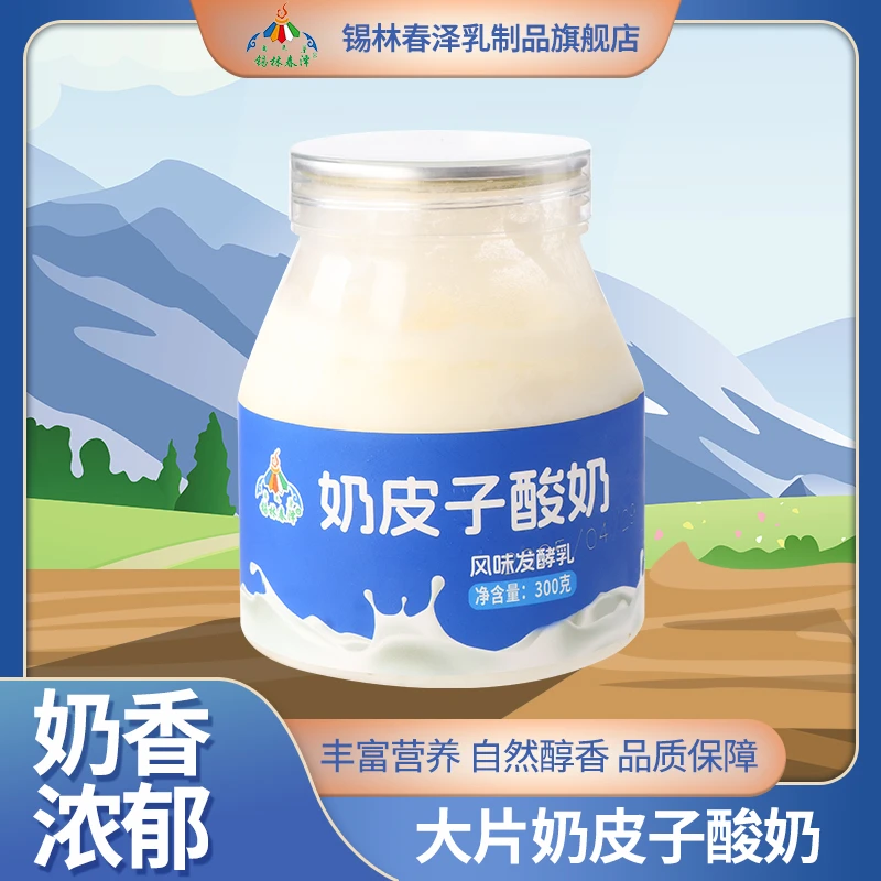 锡林春泽奶皮子酸奶独立罐装300g/罐内蒙古特产