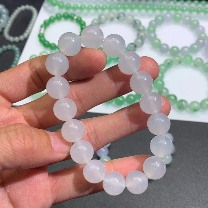 翡翠未镶嵌手链白月光