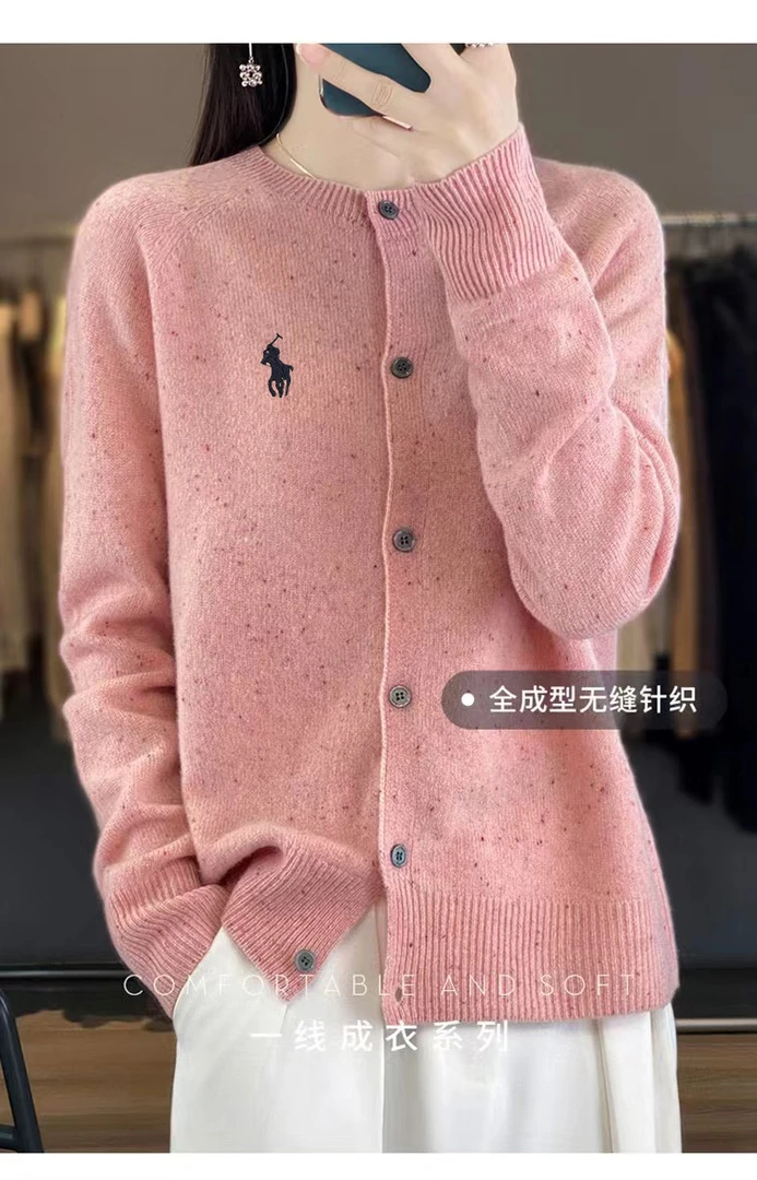 刺绣开衫圆领加厚一体成型女外套