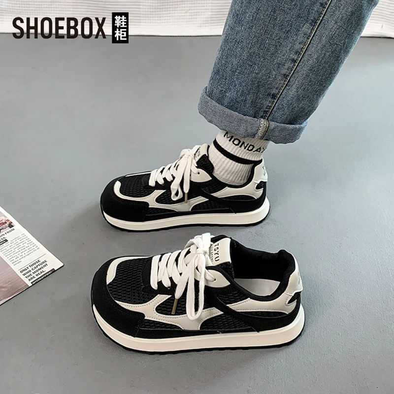SHOEBOX鞋柜透气百搭德训鞋女2025新款秋季网面阿甘丑萌休闲鞋