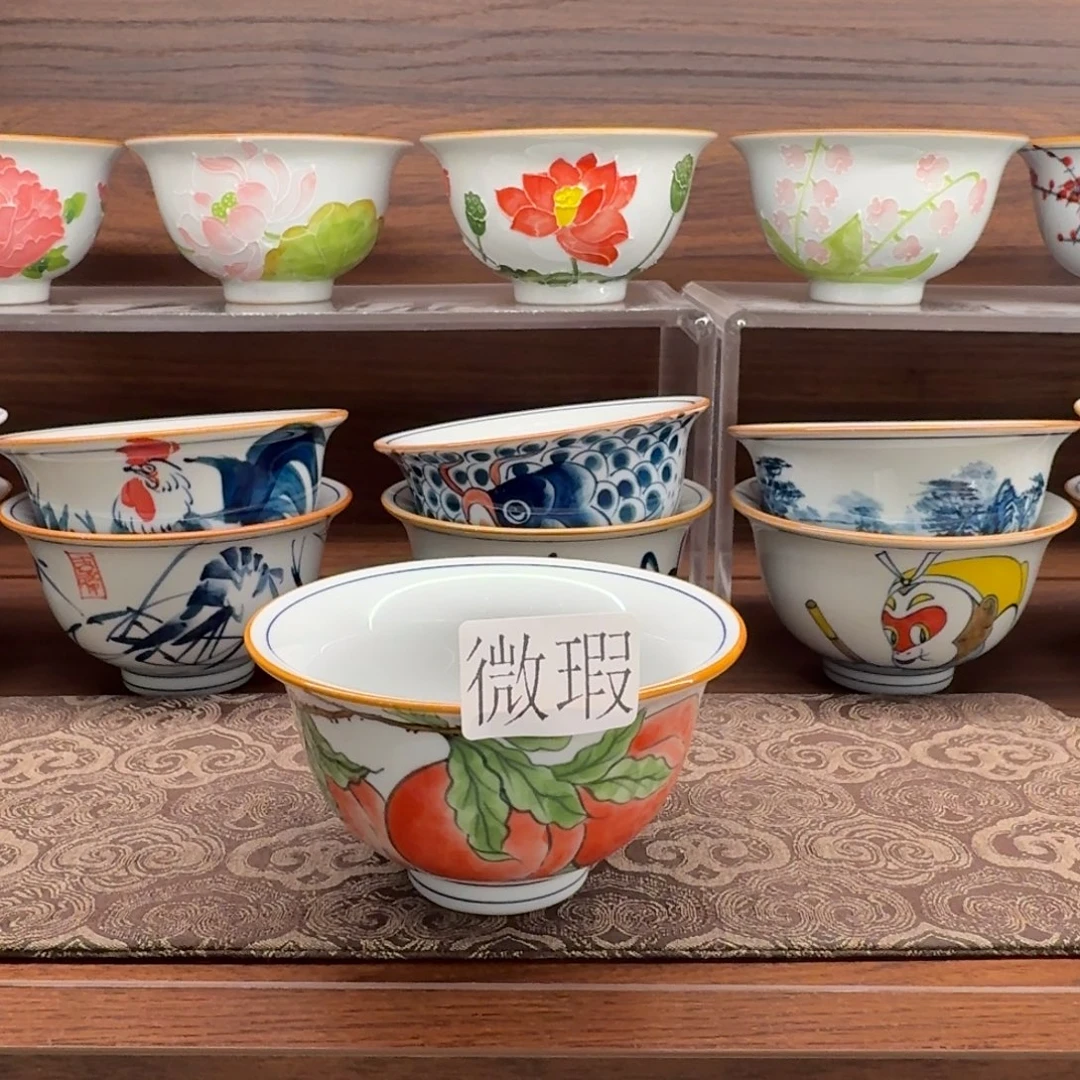 釉下手绘茶具微瑕