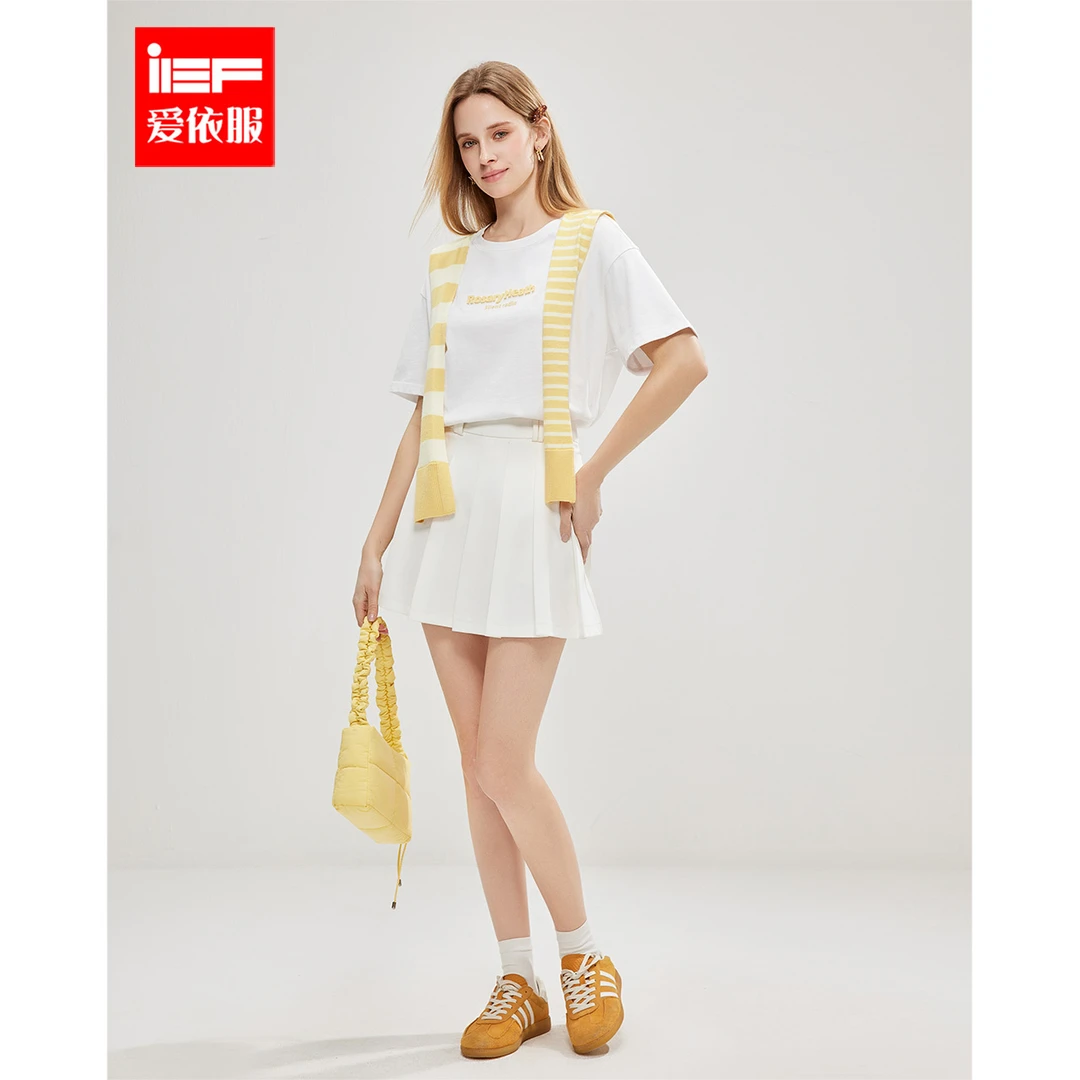 IEF/爱依服上衣2025春季新款美式运动风减龄气质T恤欧若风