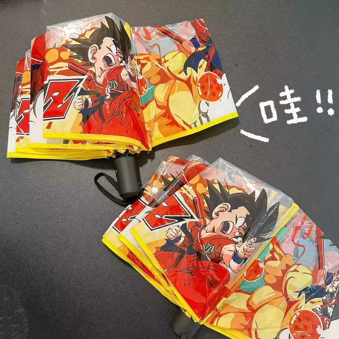 【重生】卡通七龙珠悟空透明pvc雨伞全自动雨伞三折叠手动ins