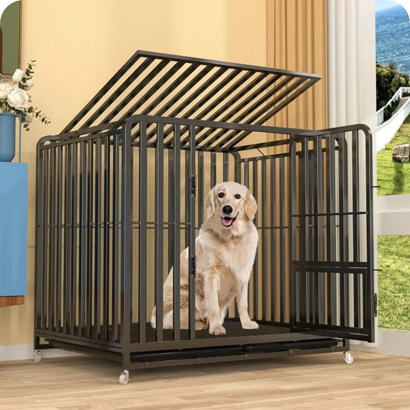 大中型犬室内家用带厕所可折叠加粗全管狗笼子