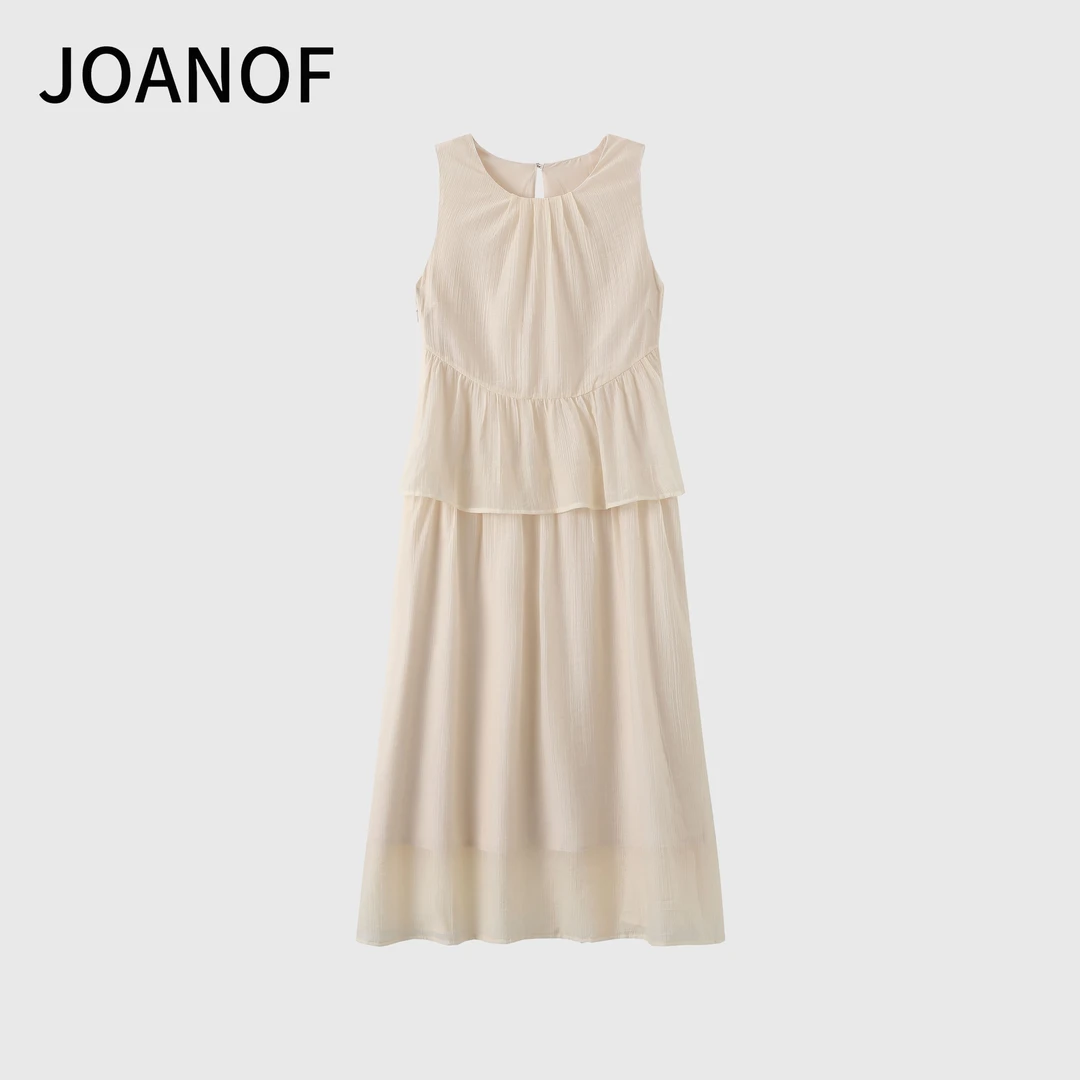 JOANOF白色连衣裙时尚夏季蕾丝休闲百搭时尚设计师法式XL588