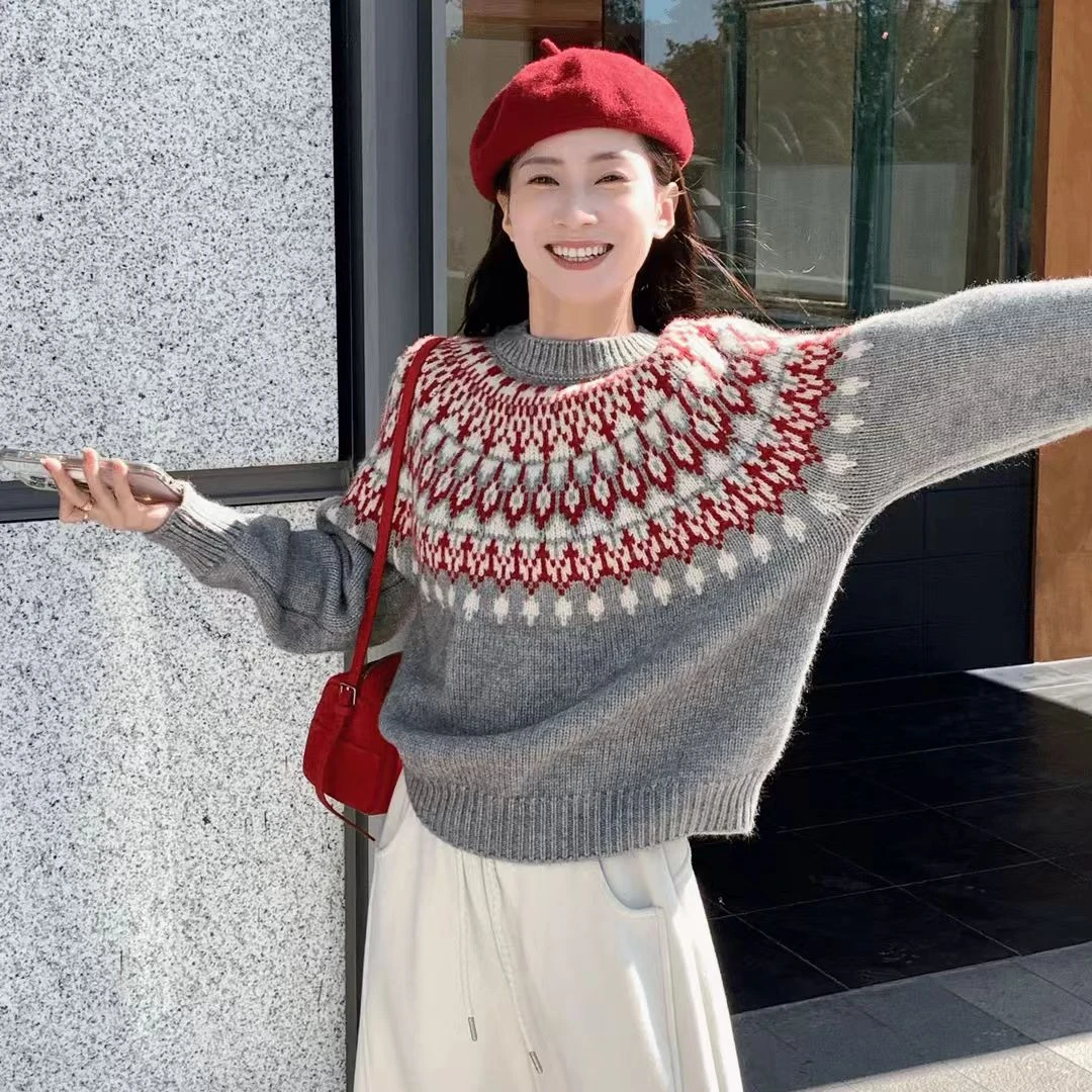 环岛梦游 秋冬新款超好看气质显白氛围慵懒INS风舒适百搭针织毛衣