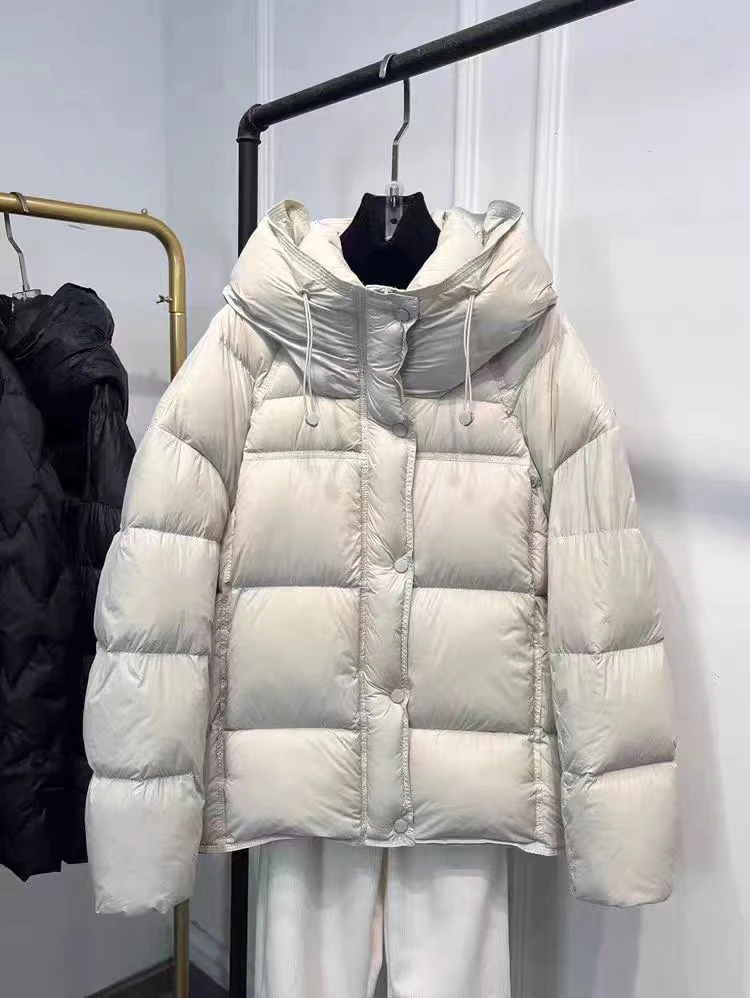 A27#泡芙羽绒服女短款连帽加厚2025冬新款龟背轻便面包服外套