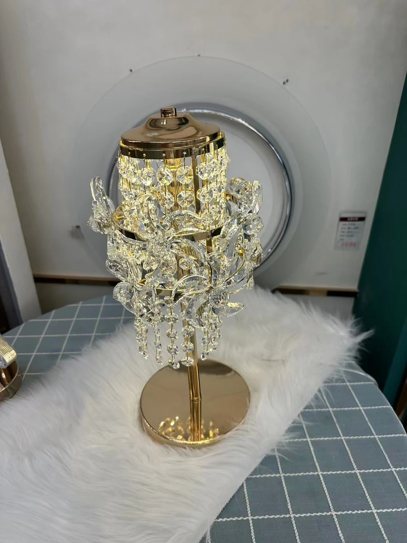 新品花开富贵全水晶四件套高端床头小吊台灯过道灯三色变光