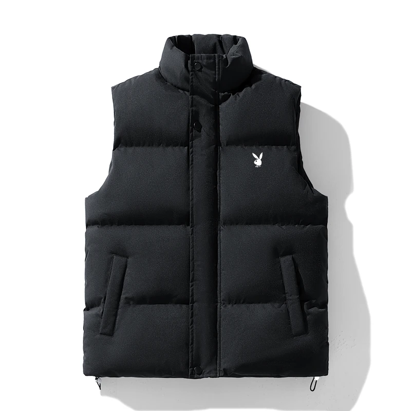 花花公子背心马甲男款士上衣立领坎肩外穿款秋冬季加厚保暖棉外套