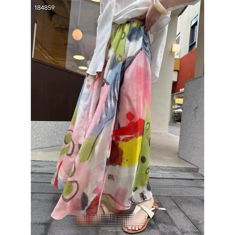 【莎姐原创】2025年新款油画飘逸设计感气质半身裙251398