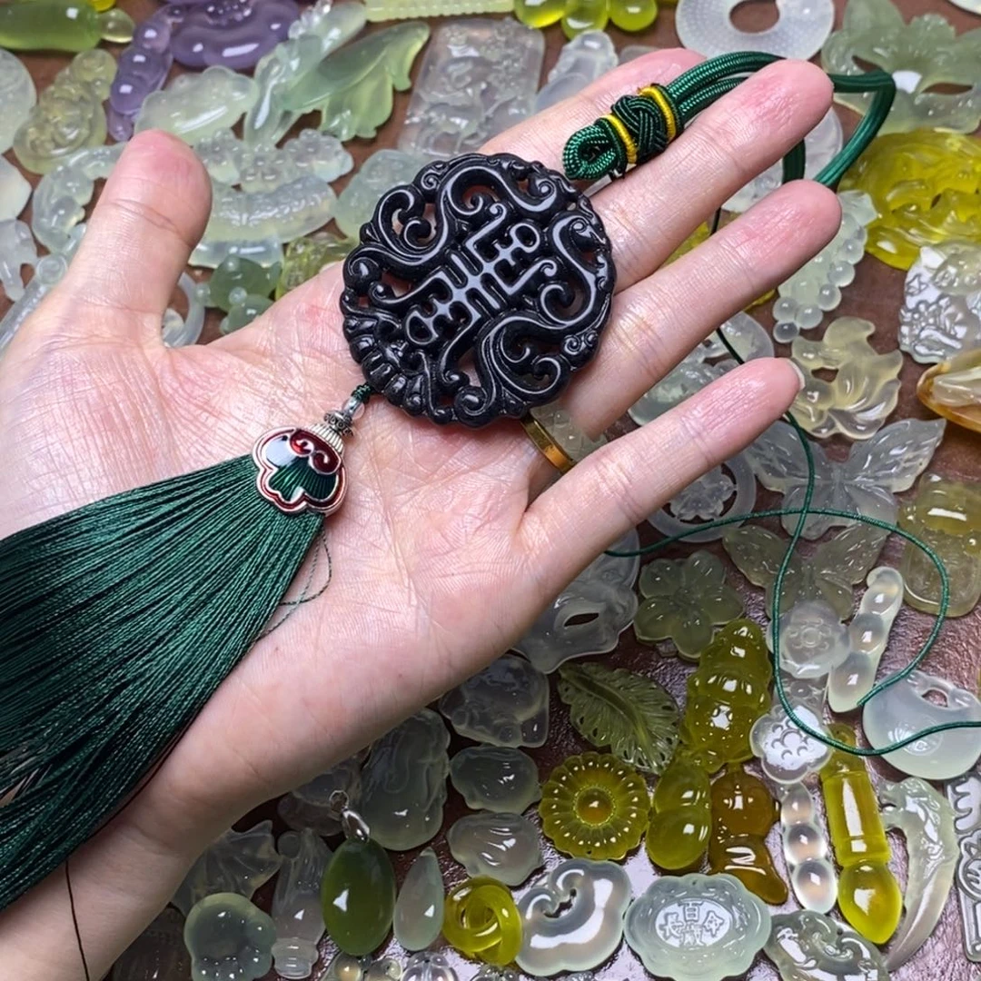 蛇纹石玉合金项链