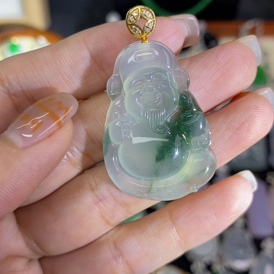 翡翠18K金镶嵌颈饰A货翡翠