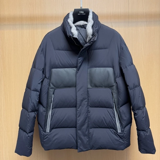 【貂毛领鹅绒服】87620男士高端拼皮毛领可拆卸商务休闲外套夹克