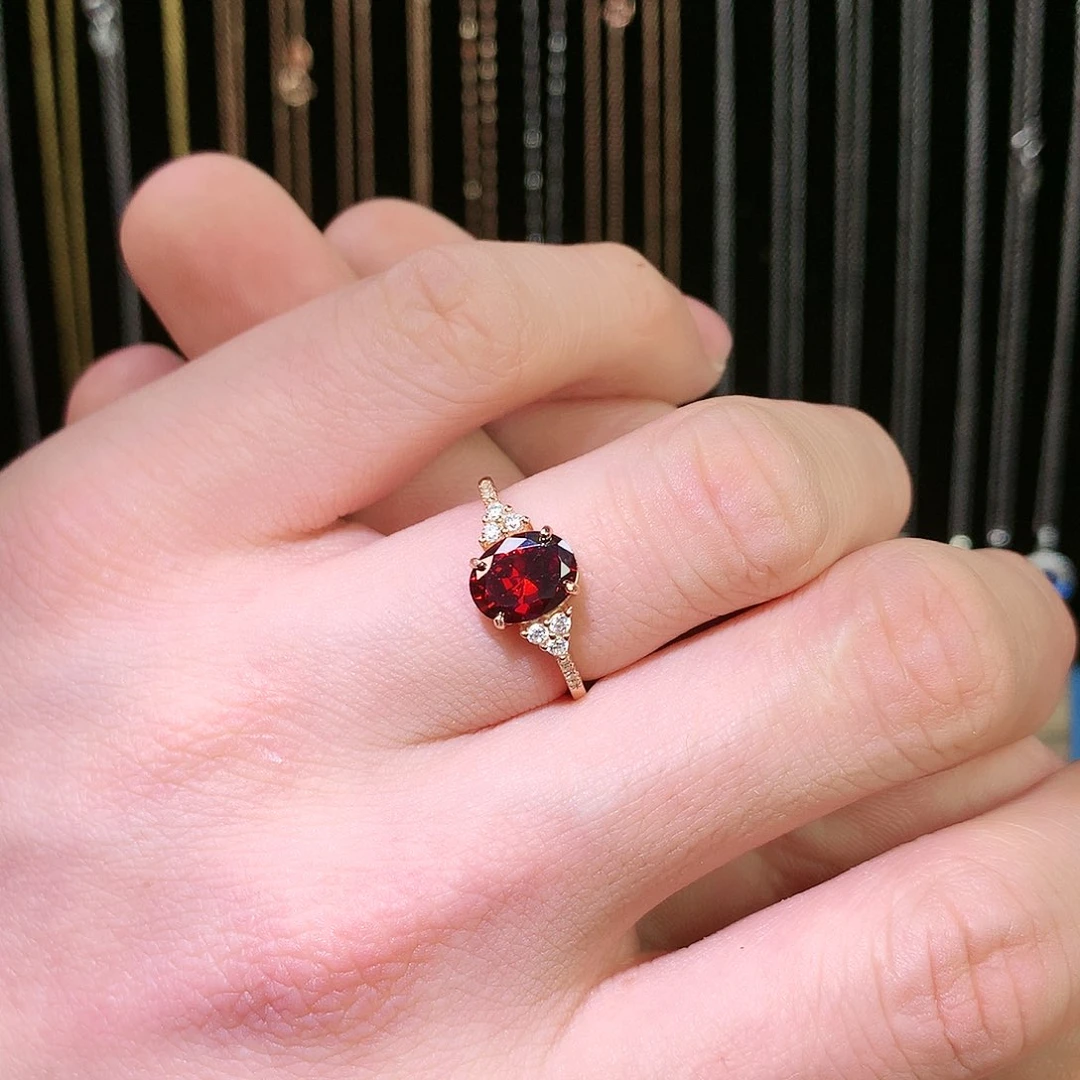红宝石戒指银S925镶嵌