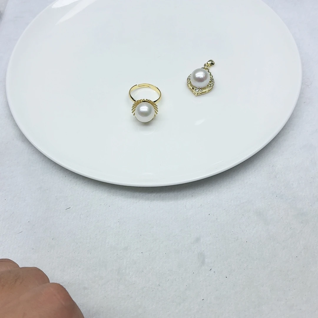 淡水珍珠珍珠未镶嵌A3戒指加吊坠