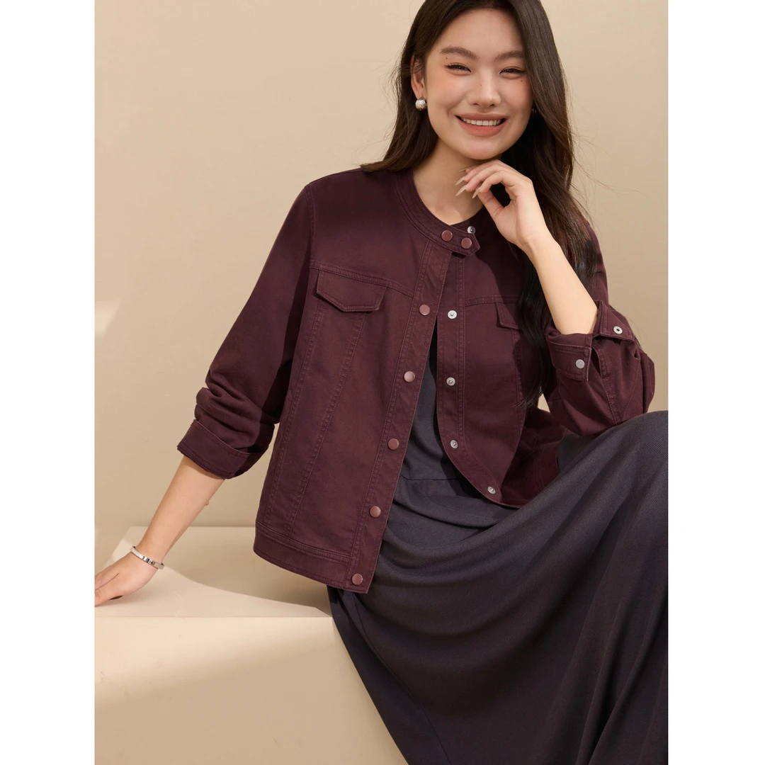 【个性休闲显瘦外套】纤莉秀W大码女装气质圆领开衫秋季新款QK2927