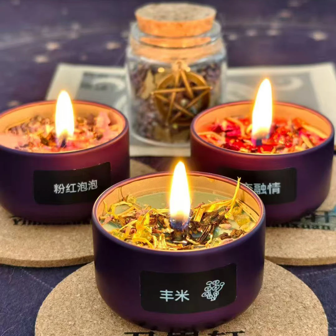 原创手作草药水晶许愿蜡烛(一组三个)随心搭配