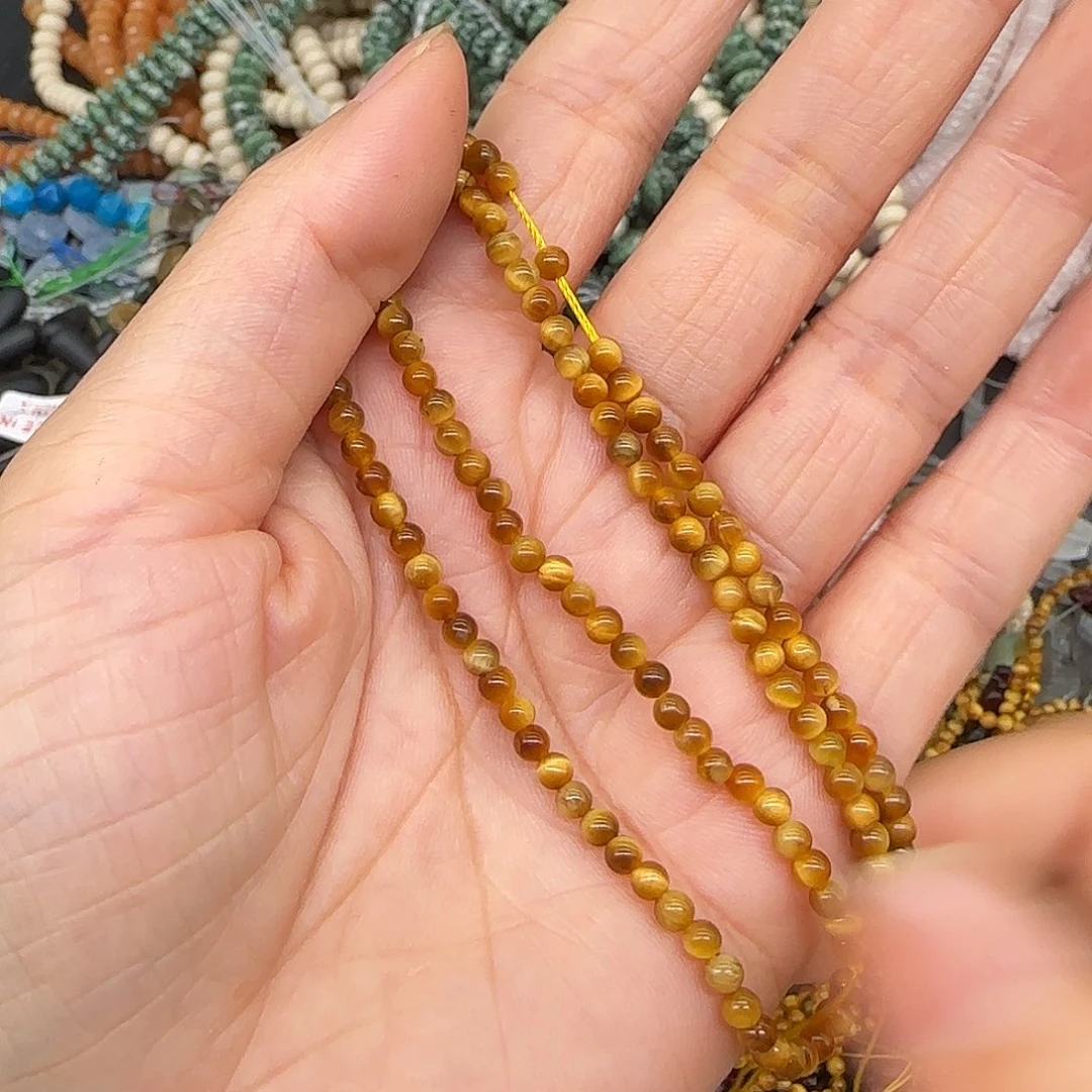 玛瑙/玉髓合金珠宝半成品金虎眼3mm一条