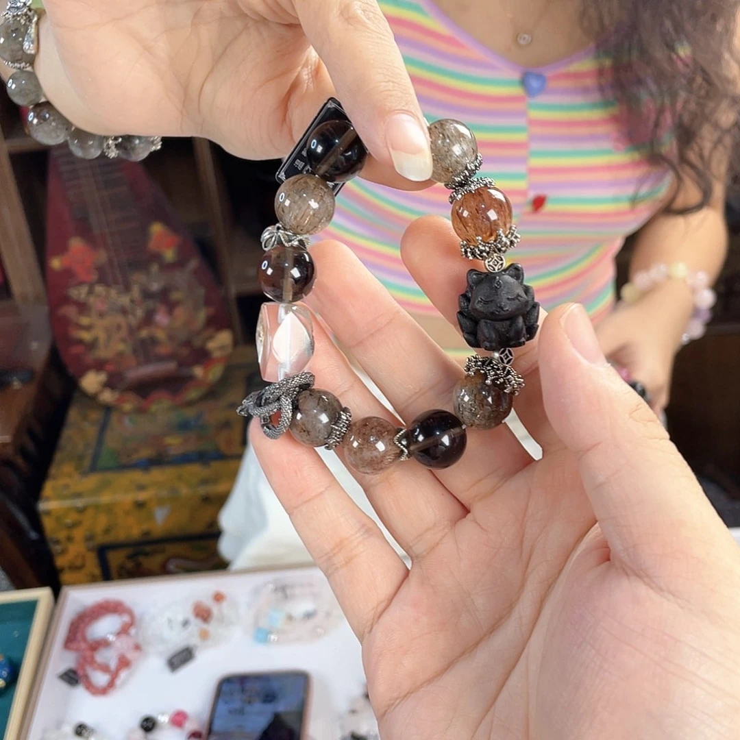 水晶手链银S925镀金镶嵌