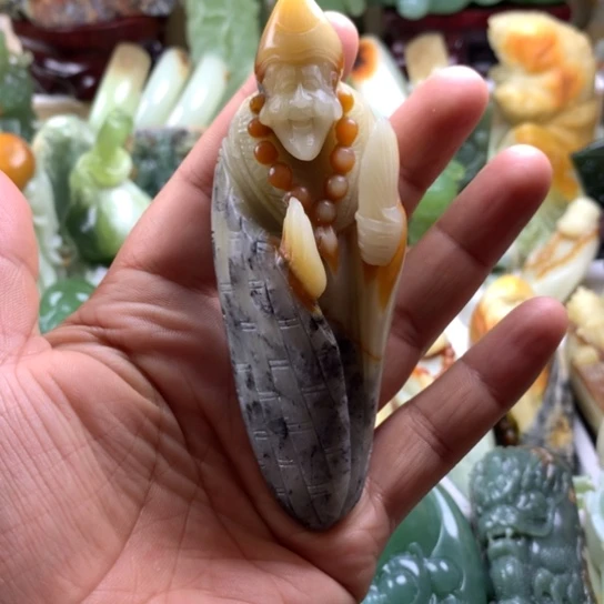 优***爹蛇纹石玉未镶嵌岫玉手把件
