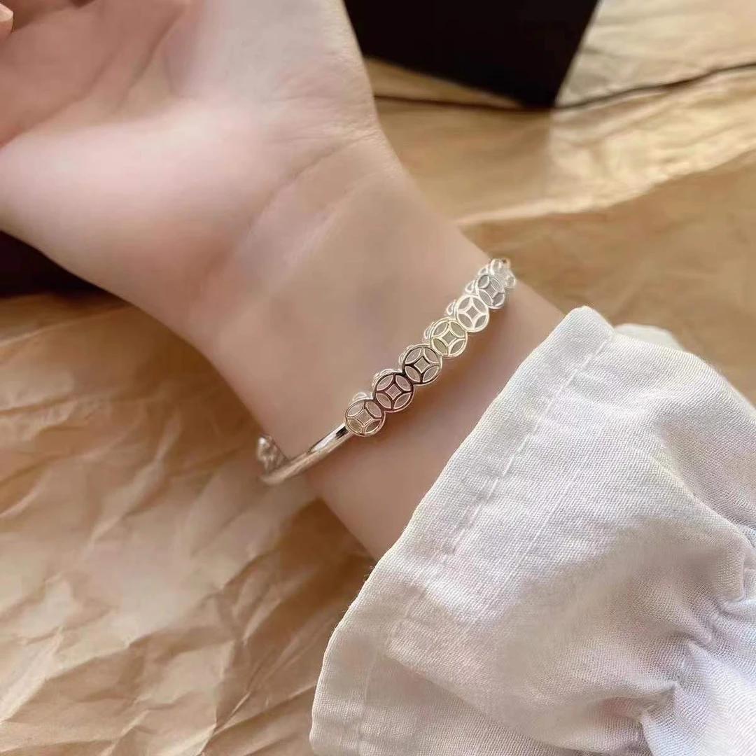 铜钱手镯实心百搭手镯轻奢高级