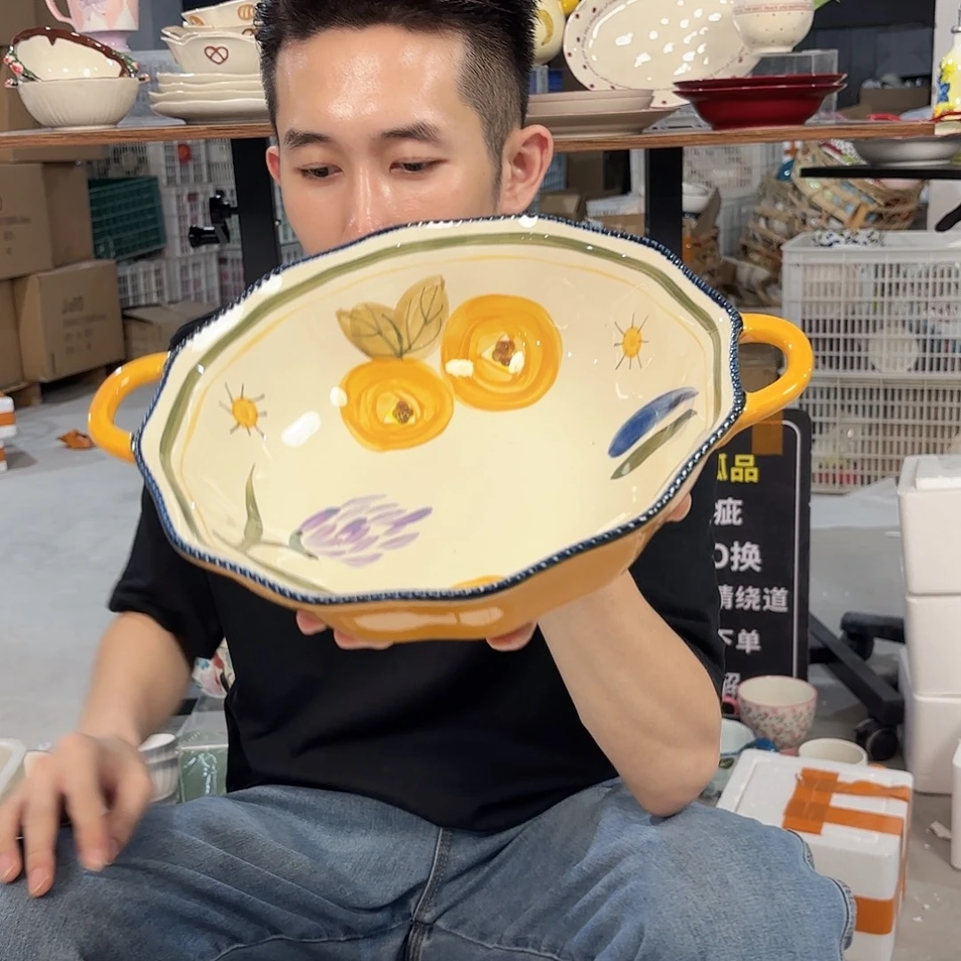 潮州微瑕陶瓷餐具10寸汤碗