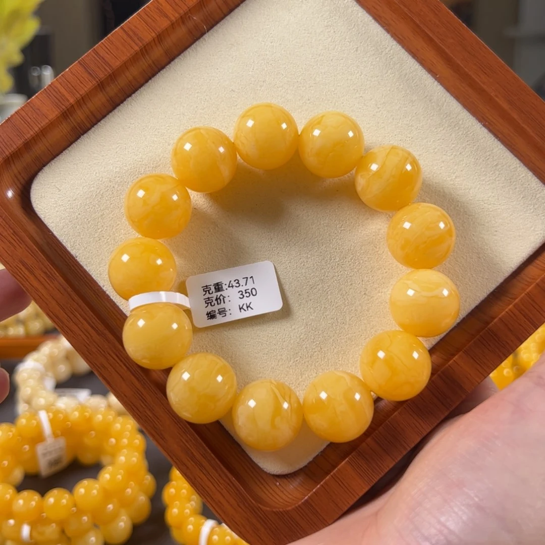 裸石琥珀未镶嵌18mm焦皮同料鸡油红满蜡圆珠kk