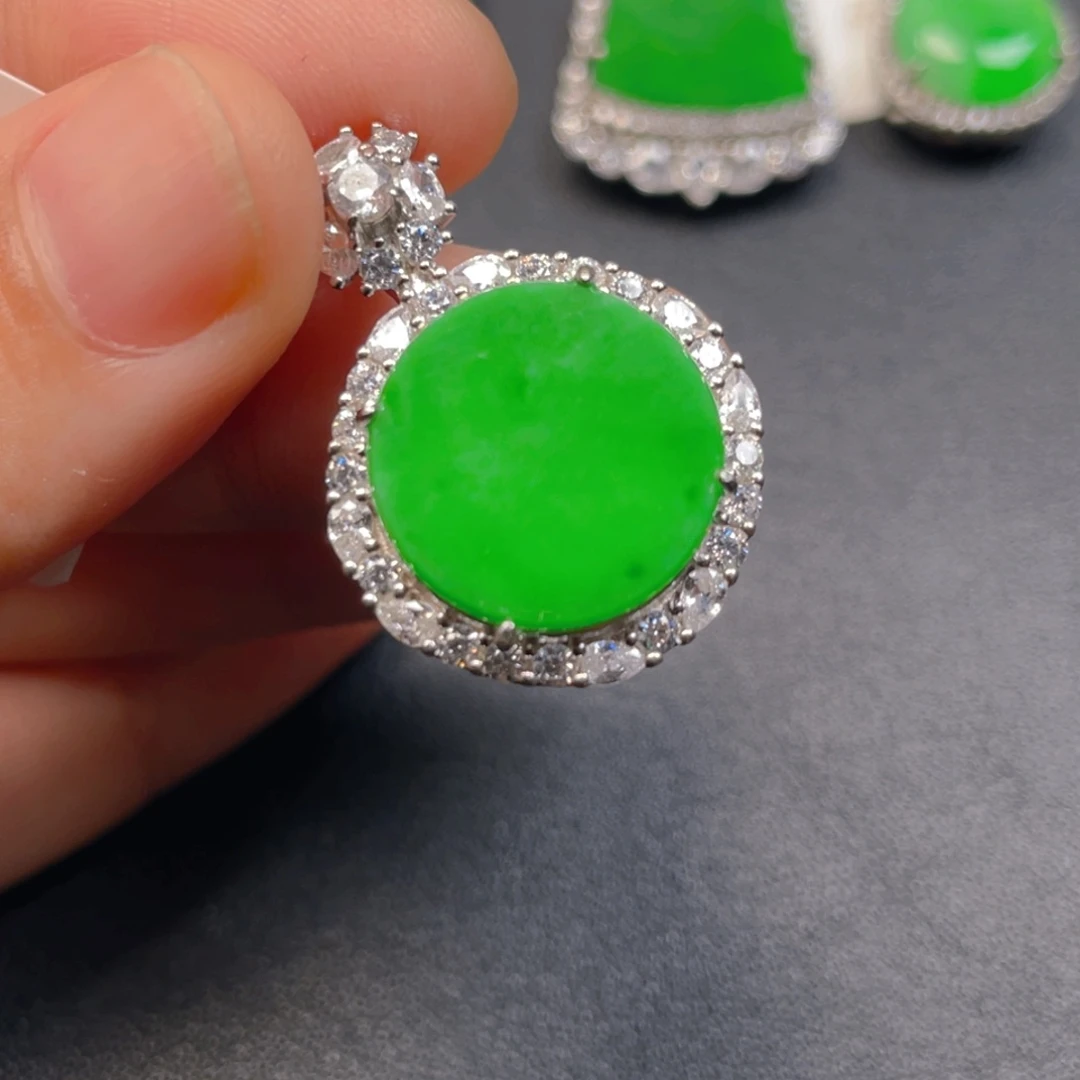 翡翠银S925镶嵌吊坠(不含链)