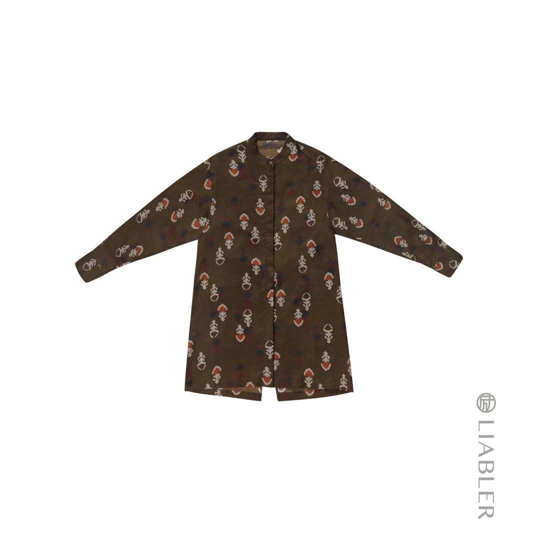 LIABLER/励【暗香浮动】2025春夏复古苎麻立领中式上衣 LSS24925J