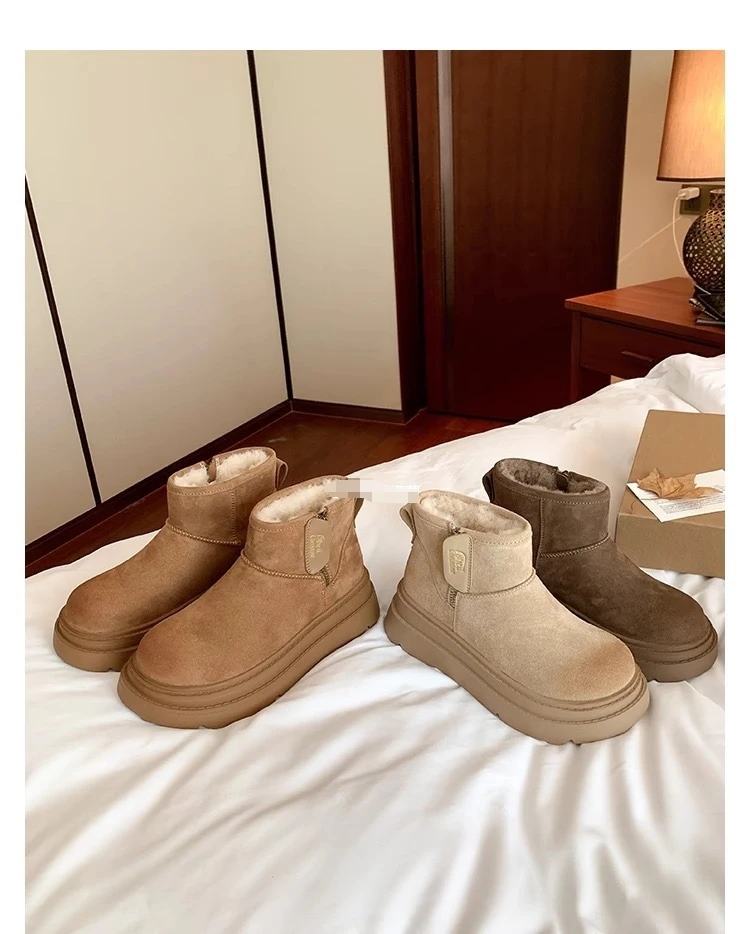 厚底雪地靴女2024冬季新款羊猄绒雪地靴女款爆款2024新款