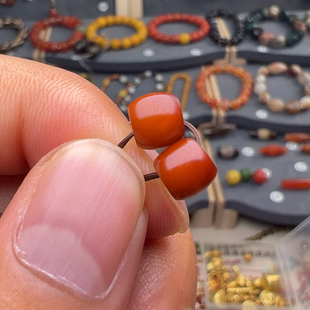 未镶嵌琥珀裸石蜜蜡对珠