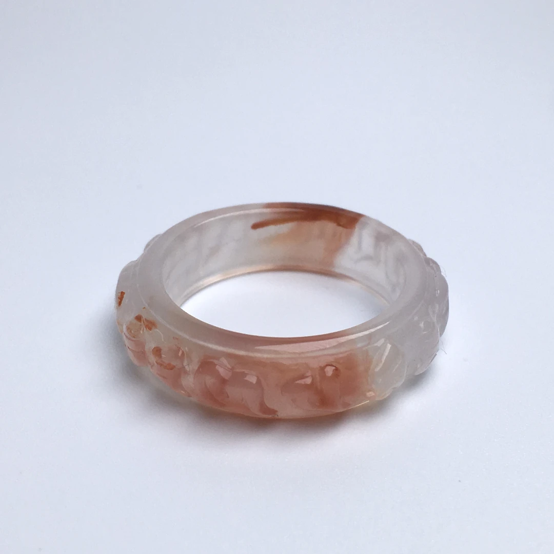 天然川料冰飘南红六字真言雕刻戒圈跑环18-22mm多样性发其一