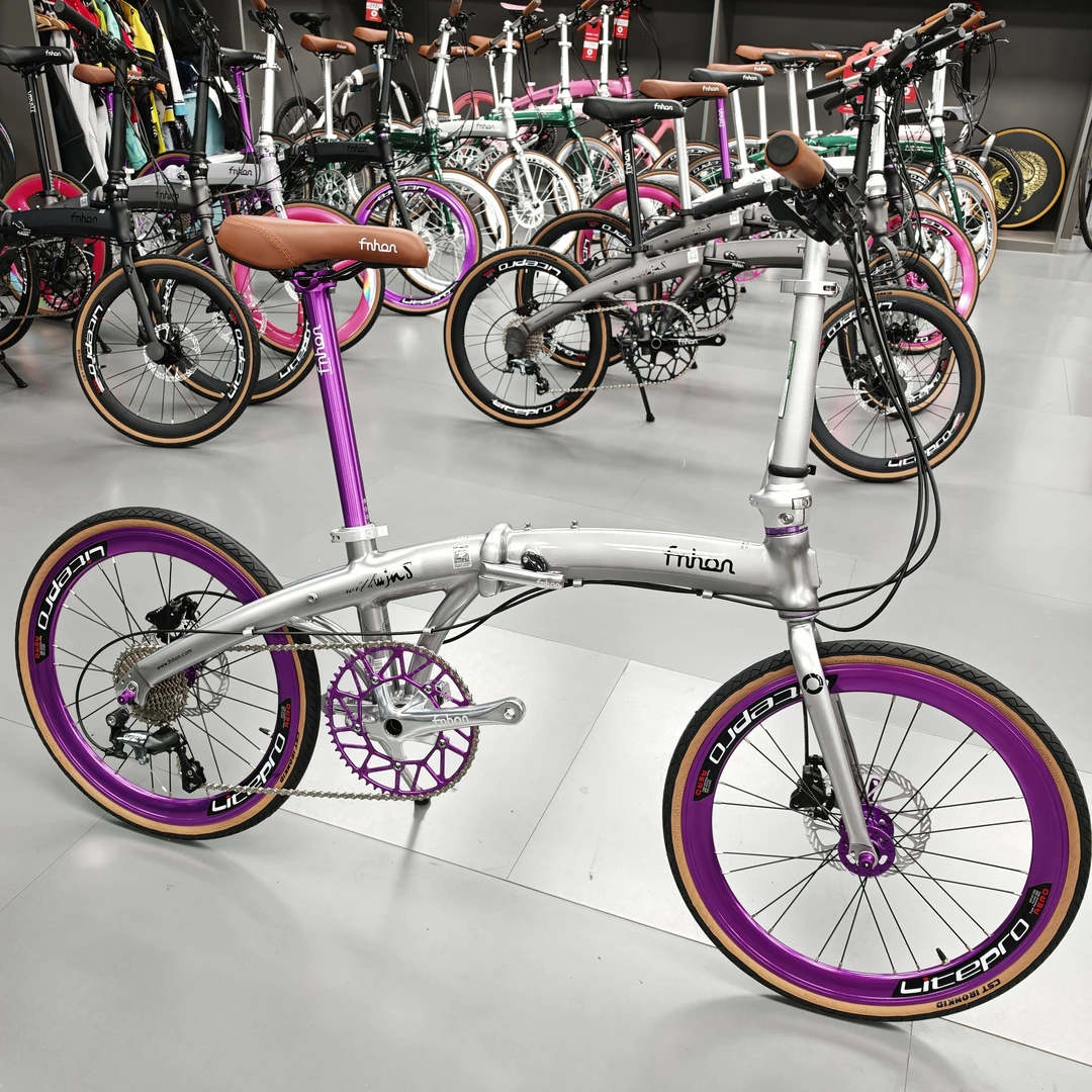 25款风行海豚超轻折叠车10速油碟刹金属银紫色轮自行车极速40+