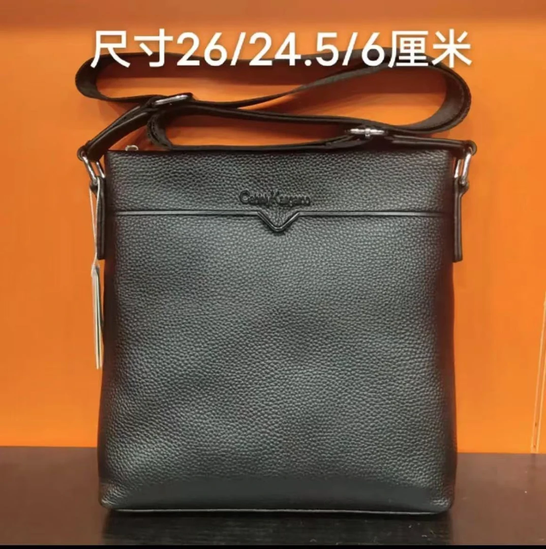 8534男士头层牛皮荔枝纹男款时尚真皮经典黑色多功能单肩包斜挎包