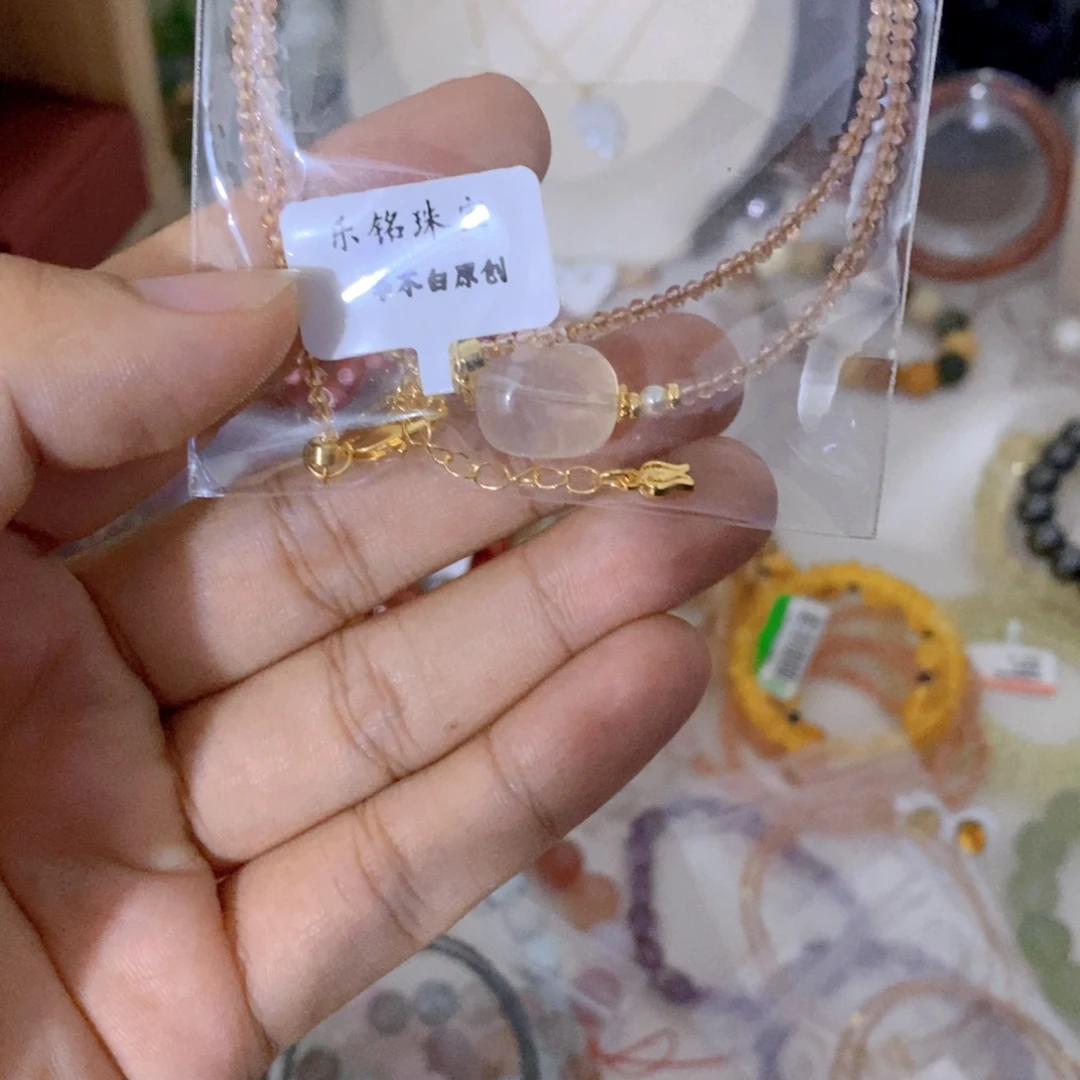 颈饰未镶嵌水晶粉胶花路路通