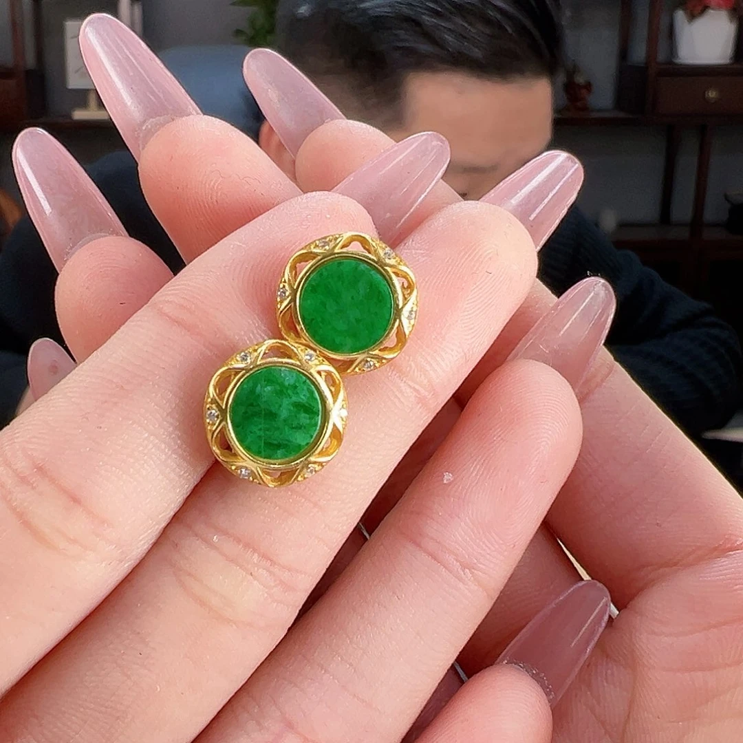 翡翠耳饰银S925镶嵌微微瑕疵介意勿拍25