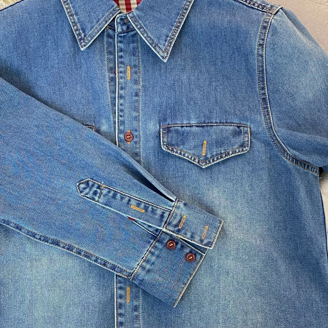 HALUNGLE/海伦格丽  Y8131  春季复古简约翻领牛仔衬衣