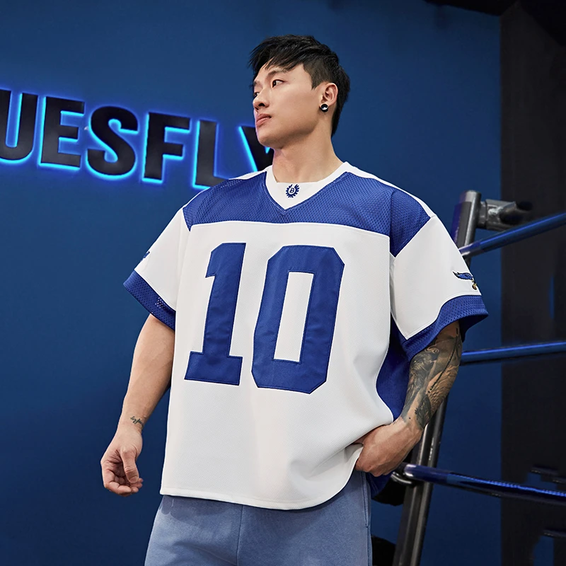 BLUESFLY美式复古男女宽松潮牌圆领半袖t恤健身运动训练休闲短袖