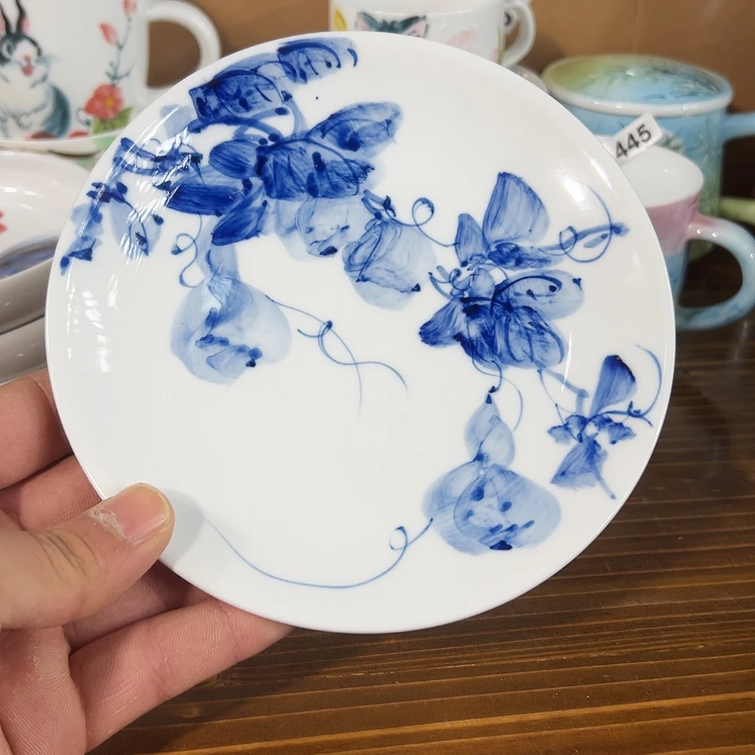 陶瓷景德镇高温釉下陶瓷6.5寸平碟