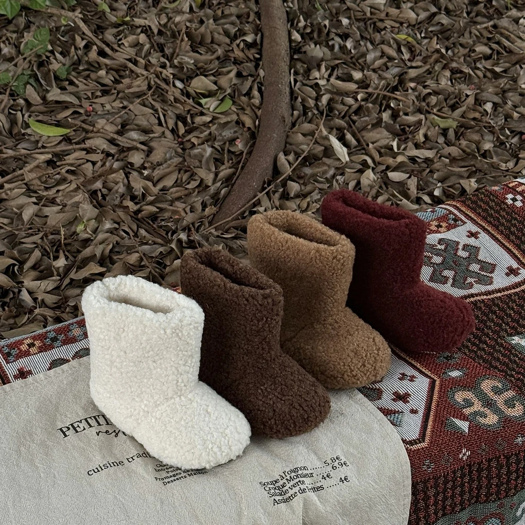 儿童中筒毛毛鞋秋冬保暖棉鞋休闲童鞋 PL062