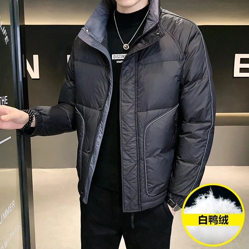 白鸭绒羽绒服男加厚潮流2026新款冬季男装轻薄外套青年立领上衣服