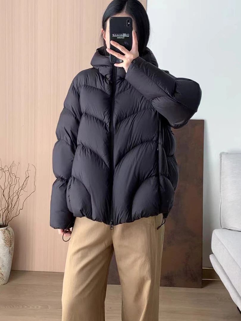 2025秋冬新款江南同款泡芙面包服羽绒服女短款连帽加厚宽松外套潮